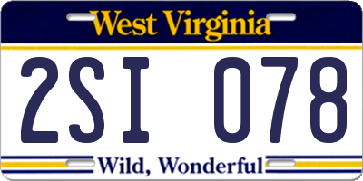 WV license plate 2SI078
