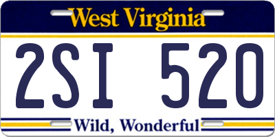WV license plate 2SI520