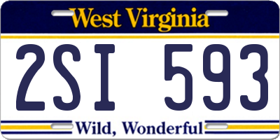 WV license plate 2SI593
