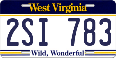WV license plate 2SI783