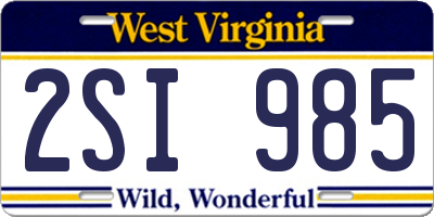 WV license plate 2SI985