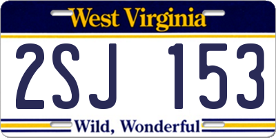 WV license plate 2SJ153