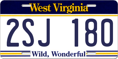 WV license plate 2SJ180
