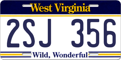 WV license plate 2SJ356