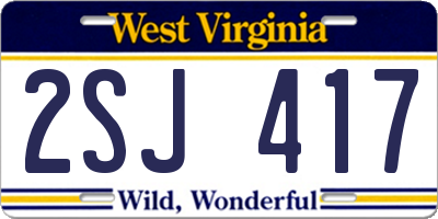 WV license plate 2SJ417