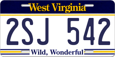 WV license plate 2SJ542