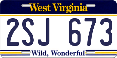 WV license plate 2SJ673