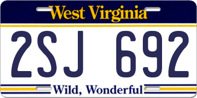 WV license plate 2SJ692