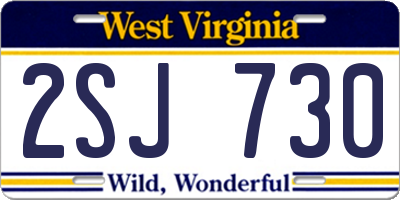 WV license plate 2SJ730