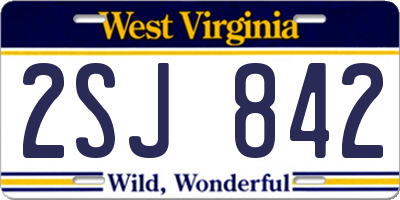 WV license plate 2SJ842