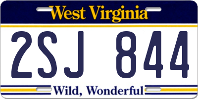 WV license plate 2SJ844