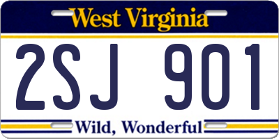 WV license plate 2SJ901
