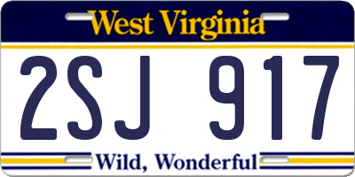 WV license plate 2SJ917