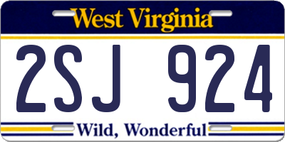 WV license plate 2SJ924
