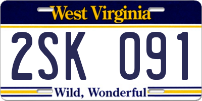 WV license plate 2SK091