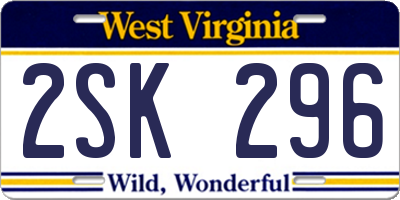 WV license plate 2SK296