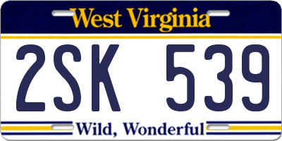 WV license plate 2SK539