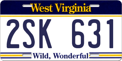 WV license plate 2SK631