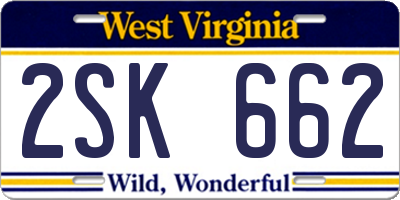 WV license plate 2SK662