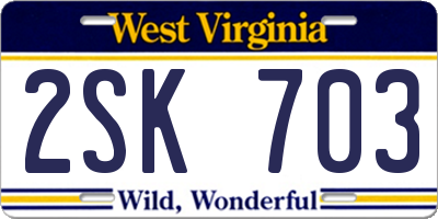 WV license plate 2SK703