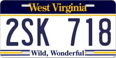 WV license plate 2SK718
