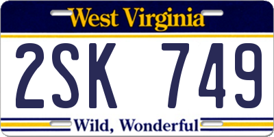 WV license plate 2SK749