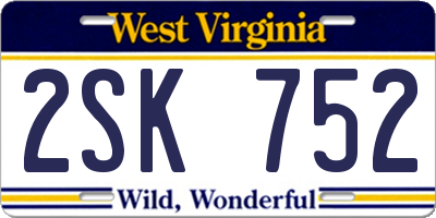 WV license plate 2SK752