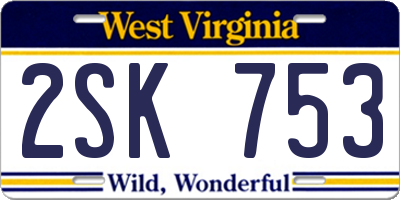 WV license plate 2SK753