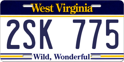 WV license plate 2SK775