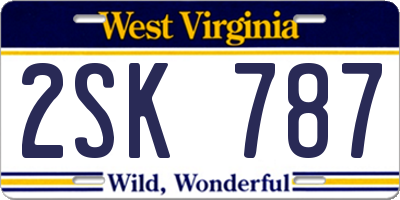 WV license plate 2SK787