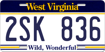 WV license plate 2SK836