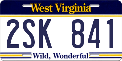 WV license plate 2SK841