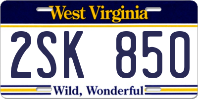 WV license plate 2SK850