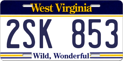 WV license plate 2SK853