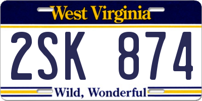 WV license plate 2SK874
