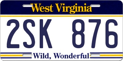 WV license plate 2SK876