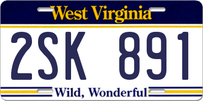 WV license plate 2SK891
