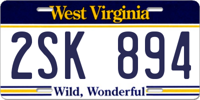 WV license plate 2SK894