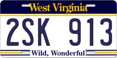 WV license plate 2SK913