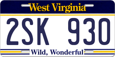 WV license plate 2SK930