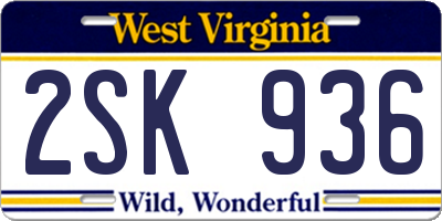 WV license plate 2SK936