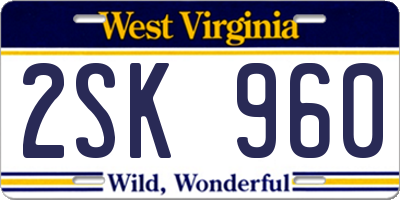 WV license plate 2SK960