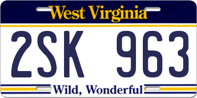 WV license plate 2SK963