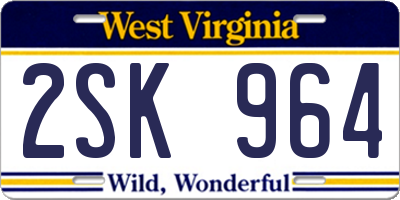 WV license plate 2SK964