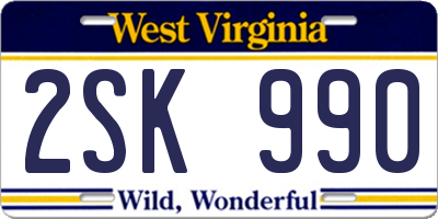 WV license plate 2SK990