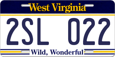 WV license plate 2SL022