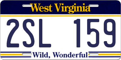 WV license plate 2SL159