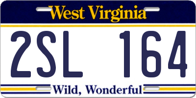 WV license plate 2SL164