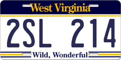 WV license plate 2SL214