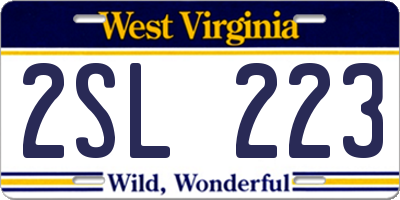 WV license plate 2SL223
